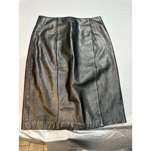 VTG First Issue 100% Leather Black Pencil‎ Skirt 4